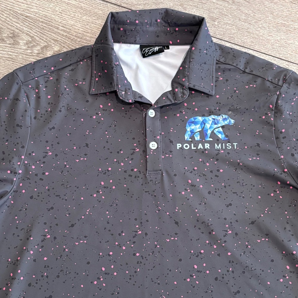 Sunday Swagger Golf Polo Shirt Mens Large Splatter All Over Print Pattern Casual